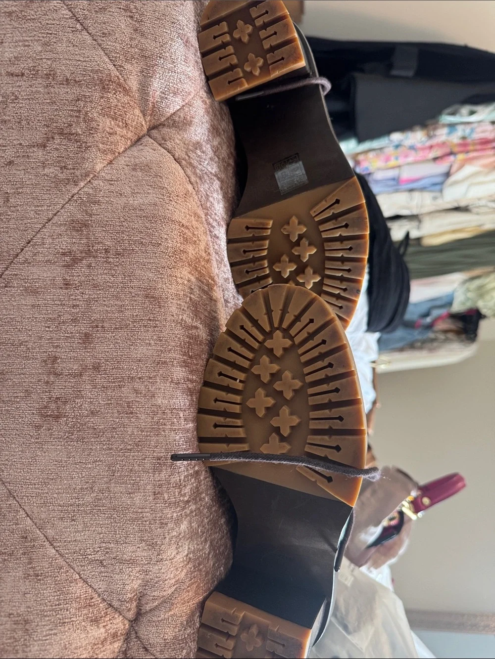 TORY BURCH Tweed Lace-Up Block Heel Ankle Boots - Olive Plaid - Picture 3 of 10